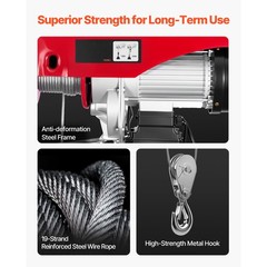 Uimoso Electric Hoist 2200lbs Crane Winch with Wired Remote Control 1600W 110V