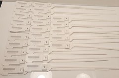 50 Business Barcode Security Cable Seals Tamper Evident Rat Tail Lock Tags White