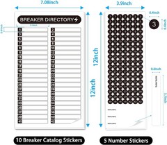 16 Sheets Breaker Panel Labels Electrical Box Sticker Numbers Breaker