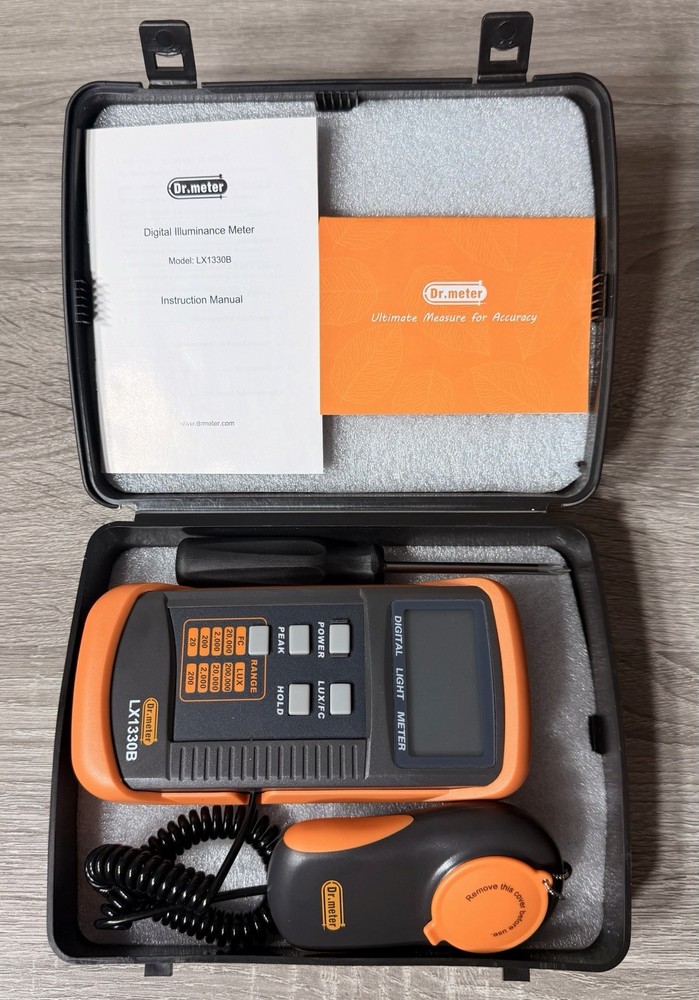 Dr. Meter Digital Illuminance/Light Meter 0.1 – 200,000 Luxmeter Model LX1330B