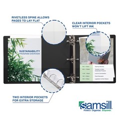 Samsill 4 Pack 2 Inch Black Three Ring Binder Durable Customizable Storage Bi…