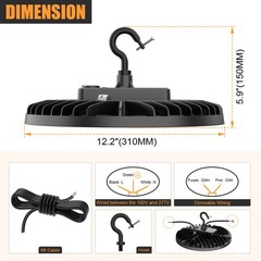 150W LED UFO High Bay Lights 3000K/4000K/5000K Adjustable Commercial Shop Lights