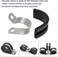 136PCS Cable Clamps Assortment Kit,10 Sizes 304 Stainless Steel Rubber Cushion