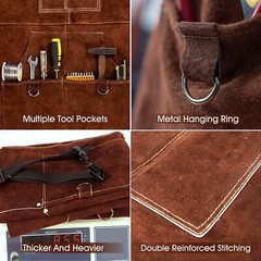 41″x 23″Cowhide Leather Welding Apron Heat Resistant Clothing with pockets
