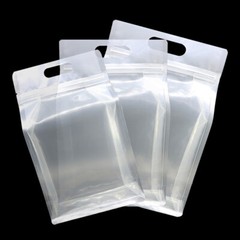 Multi-Size Mylar Clear/Clear/Clear Glossy Stand Up Zip Lock Bag w/ Hang Hole