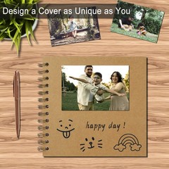 DIY Scrapbook Album 7×7 Inch, Hardcover Kraft Paper 7 Inch 40 Pages, Khaki