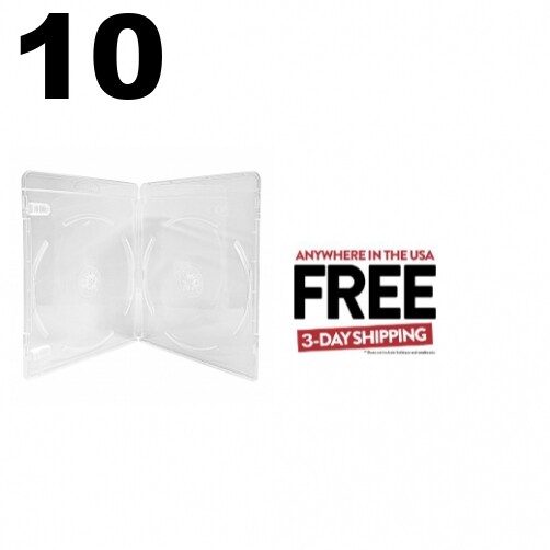 10 PREMIUM Clear Blu-Ray Double Cases 11MM **1-3 DAYS
