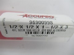 Accupro 96900998 , 1/2″ Solid Carbide .0300″ Corner Radius End Mill