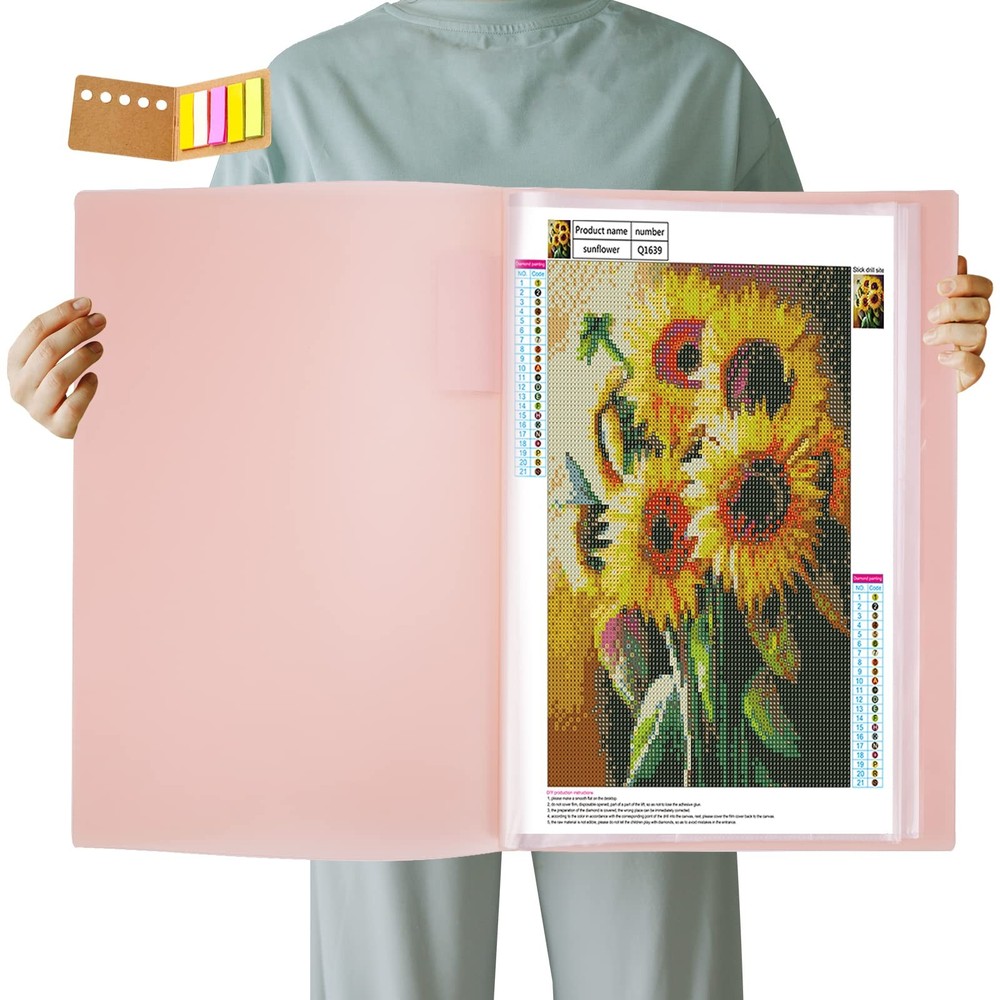 A3 Art Portfolios Case 40 Pages,Diamond Painting Storage Book,Pocket Protecto…