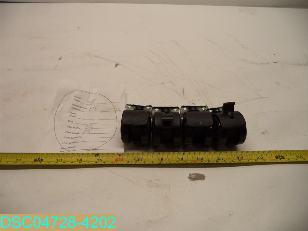 QTY=4: TWIN CASTER WHEEL’S 2 LOCKING 2-1/4″H X 1-1/2″OD PLATE 1-1/2″ W X 1-1/2″L