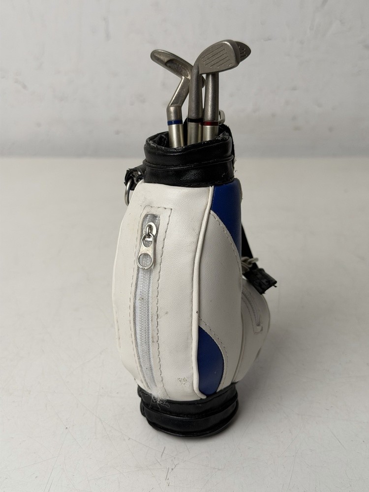 Golf Bag Shaped Pen Pencil Holder W Clubs As Pens Black Red Blue