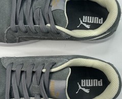 Puma Safety Icon Suede Low Gray & White Steel Toe Oil Resistant Sneaker Size 7.5