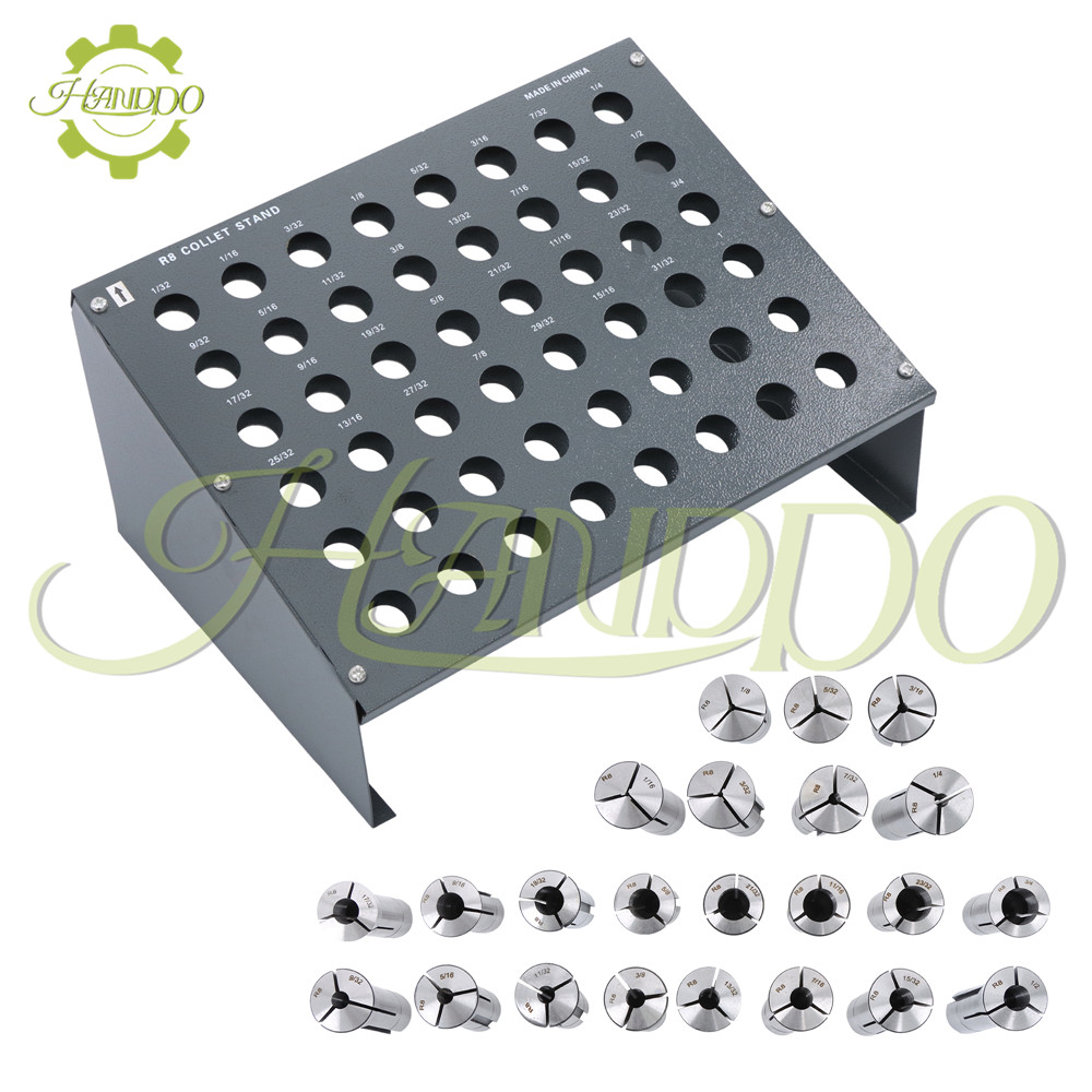 23 Pack R8 Collet Set 1/16″ to 3/4″ with R8 Collet Rack 48 slot