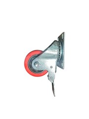4-PK 3” EVERBILT Red Polyurethane Steel Swivel Plate Locking Wheel 175 lb. load