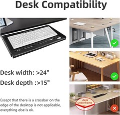 Under Desk Keyboard Tray, 21″ Wx15″D Sturdy Key Board Tray Under Desk Slide