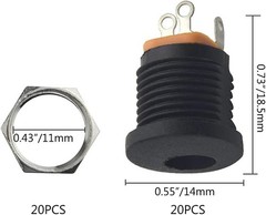 20 Pcs Dc Power Jack 5.5Mm X 2.1Mm 3 Pin Female Dc Barrel Jack Panel