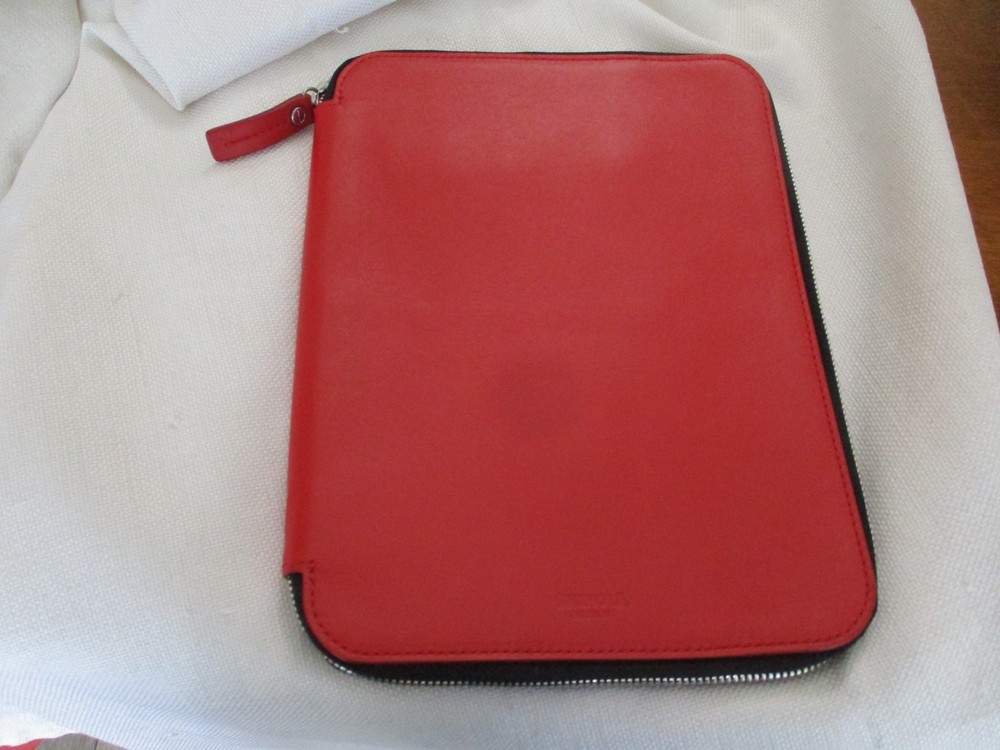 Shinola zip around genuine Leather tech portfolio case organizer red 7.5×10.5″