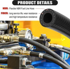 1/2 Inch (12mm) ID Fuel Line Hose 5FT NBR Rubber Push Lock Hose High Pressure 30