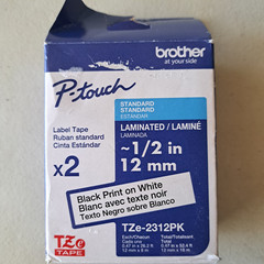 Brother P-Touch TZe231 Label Tape 1/2in Black on White 2 Pack NOB