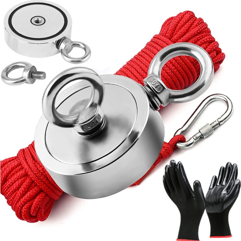 2000 pound powerful fishing magnet kit with double-sided tension and rope
