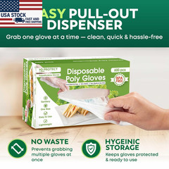 600 Pack Disposable Food Prep Gloves Clear Polyethylene Powder Free Kitchen