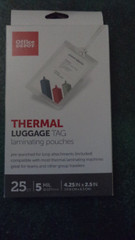 25 ID / Luggage PRICE Tag THERMAL Laminating Pouches Slotted Strap Office Depot