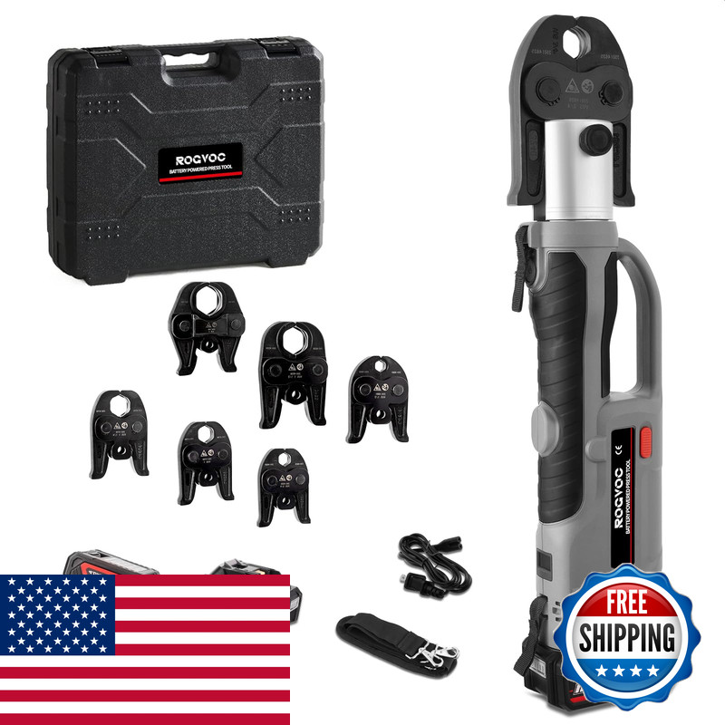 Rogvoc Electric Pipe Crimping Tool Kit 6 Pro Press Jaws Pro Press Tool For 1/2