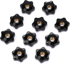 10 Pack 6 Star Knobs 1/4 Inch 20 Female Threaded Hexagon Head Thru Knob Clamping
