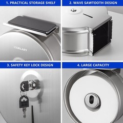 Commercial Jumbo Toilet Paper Dispenser W/ Shelf Wall Mount Stainless Steel 9″