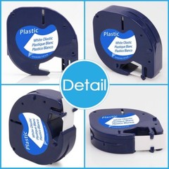 10x Letra Tag DYMO Compatible Label Tape 91331 12mm White LT Plastic Labelmaker