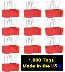 1000 pcs of 4 3/4″ x 2 3/8″ Size 5 Red Cardstock Hang Tag Tags with Wire 13 Pt