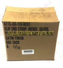 QTY 50 Nickel Military Belt Buckle End Tips for Cotton Webbing – 1.25 Inch NIB