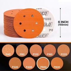 50 PCS 6 Inch 6 Hole Ceramic Sanding Discs P600 Grit, Hook and Loop Orbital