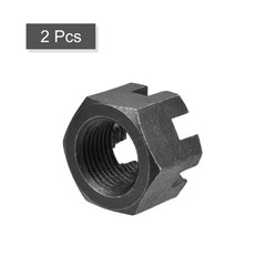 2pcs M24x2mm Hexagon Slotted Nut Grade 4.8 Carbon Steel Castle Nuts Black