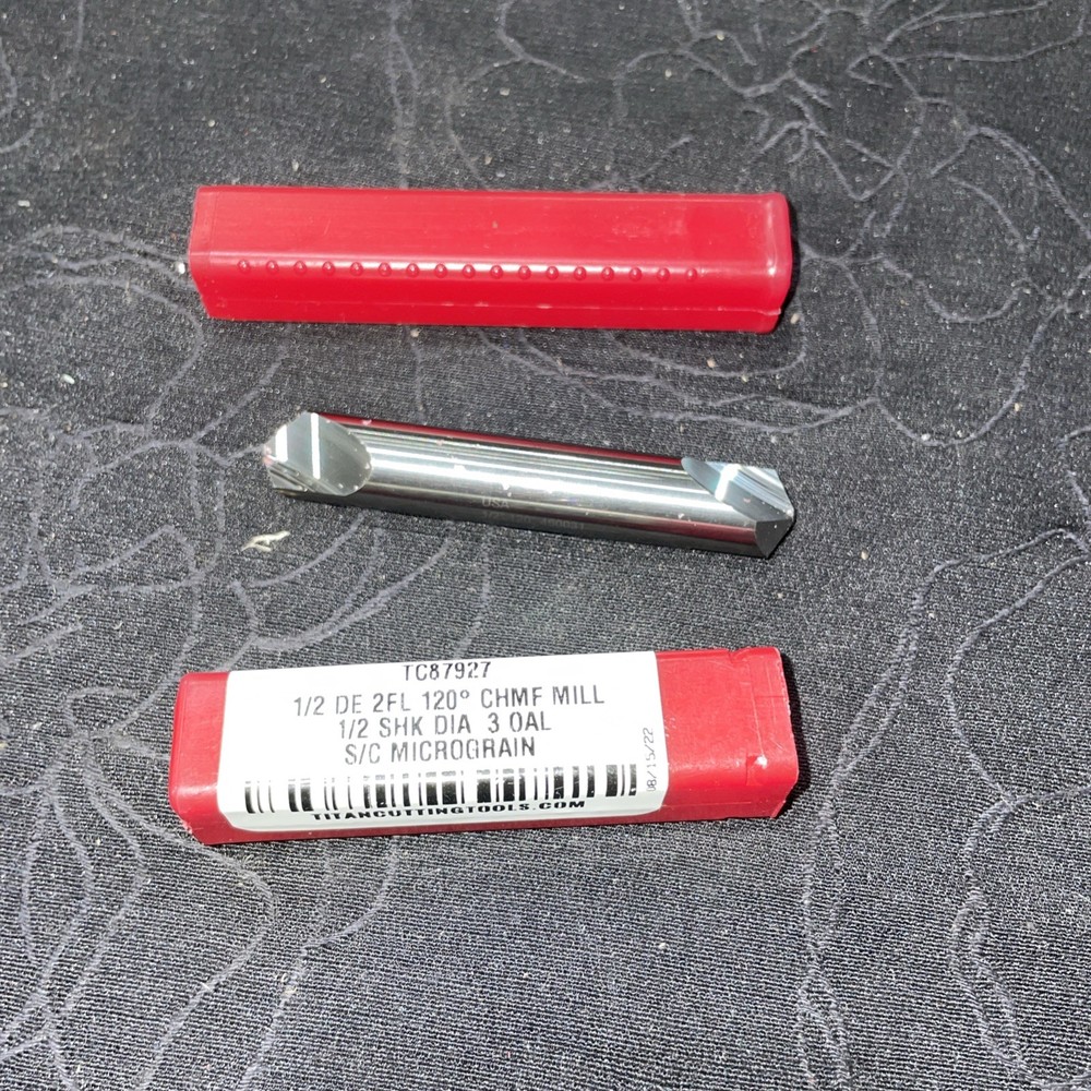 Titan USA Chamfer Mills 1/2 DE 2FL 120 Degrees 1/2 Shk Dia 3 OAL S/c Micrograin