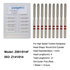 Dental Zirconia Diamond Burs FG Round End Taper Cylinder Football Fine Medium