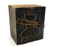 Vintage Letter Press Stamp Print Block Medical Themed Copper & Wood