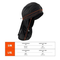 Ergodyne 8941L Bump Cap, Dreadlock Tube, Polyethylene, None Suspension, Fits New
