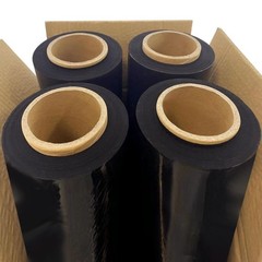 4 Rolls Black 18″ x 1500FT Pallet Wrap Stretch Film Hand Shrink Wrap Heavy Duty