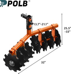 Disc Plow Harrow Universal Receiver Mount Height Heavy Duty Width Cut Disc Plow