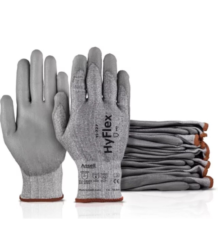 Ansell HYFLEX 11-727 Cut Resistant Nylon/ Industrial Gloves Size10. 12 Pack