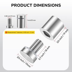 KAINGA 8 Pack Standoff Screws 3/4 x 3/4 in Stainless Steel Wall Mount, Silver