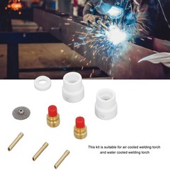 12 Pcs Set TIG Gas Lens Kit Ceramic Nozzle Short Bevel Electrode Holder Mesh