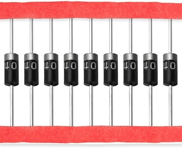 1N4001 Rectifier Diode 1A 50V DO-41 DO-204AL Axial Silicon Di Size: [4] 1N4001