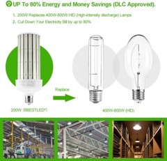 (2-Pack) 800W Equival 200W LED Corn Light E39 Industrial Warehouse Factory Bulb