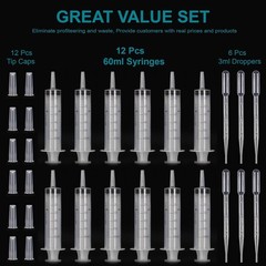12Pack 60Ml Syringe for Liquid – Large Plastic Syringes without Needle for Jello