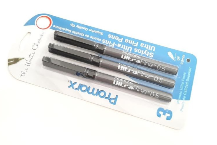 1 PACKS 3 PENS Promarx® ULTRA FINE PENS PRECISE AND VIVID LINES BLACK INK 0.5mm