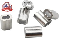 200pcs 1/16″ Aluminum Crimping Loop Sleeve, Cable Ferrule Wire Rope Sleeves Loop