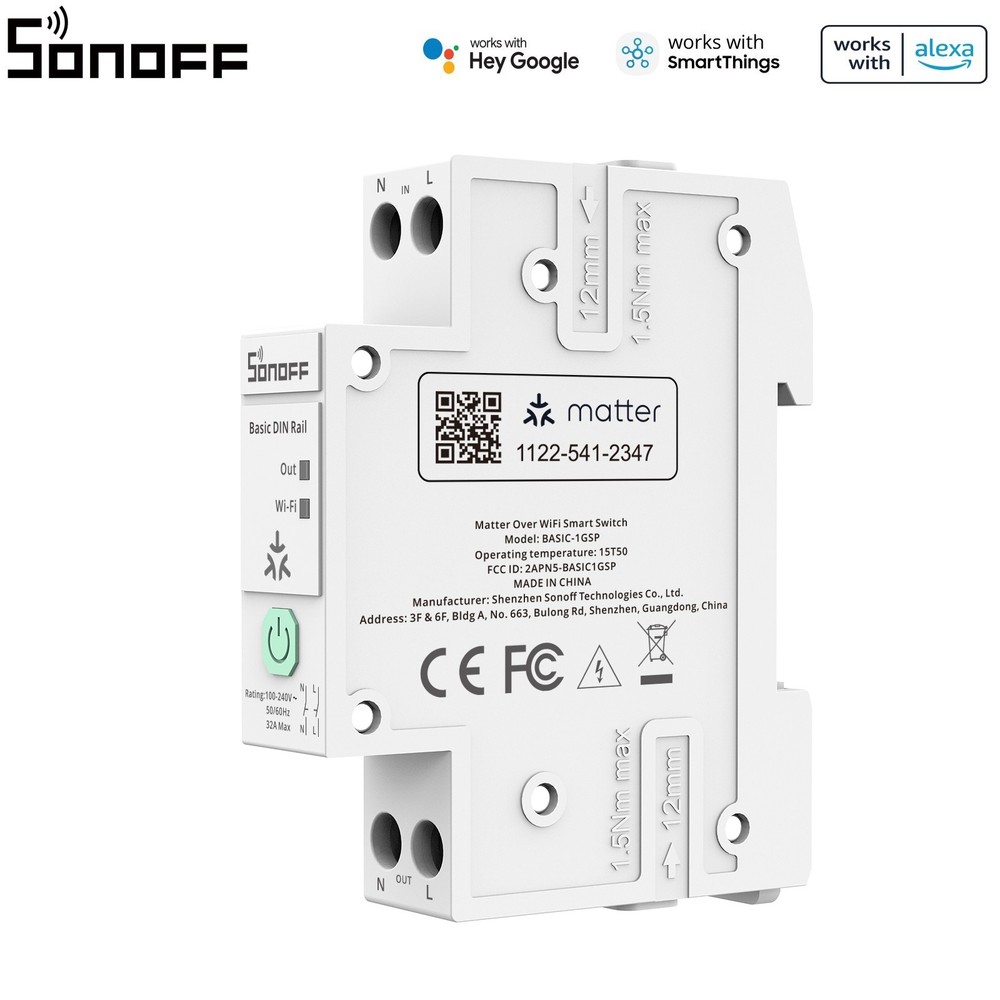 SONOFF Electric Meter 32A Smart Wi-Fi Switch Matter Over Din Rai Circuit Breaker