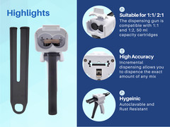 Dispenser Gun Dental 50ml Dispensing Gun Kit 1:1/1:2 fits Most Sizes by ARTMAN
